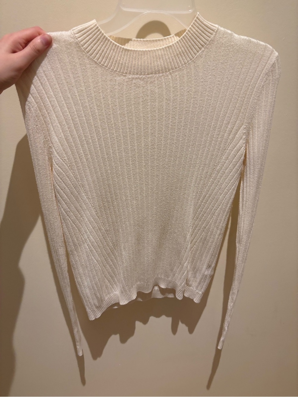 Garage Ribbed Crewneck Sweater in Off-White